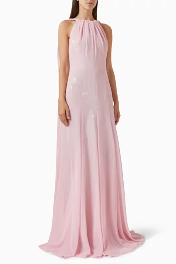 Flared Maxi Dress in Chiffon