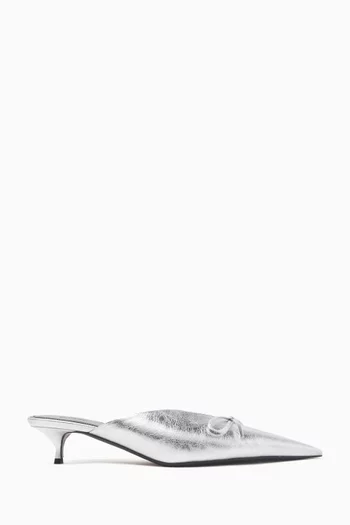 Knife Bow 40 Mules in Metallic Arena Lambskin