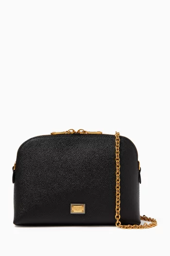 Mini Logo-plaque Bag in Dauphine Leather