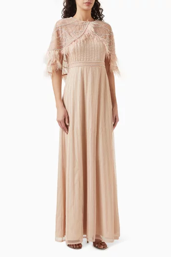 Beaded Cape Gown