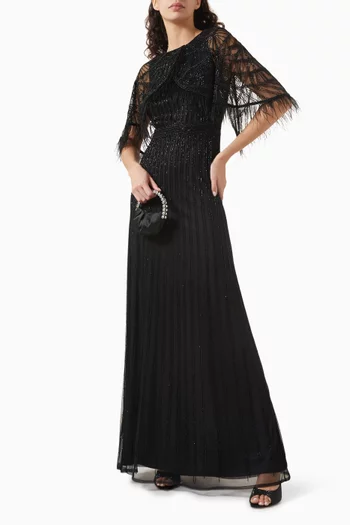 Beaded Cape Gown