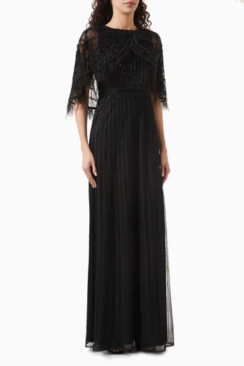 Beaded Cape Gown