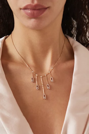 Move Uno Pavé Diamond Fringe Necklace in 18kt Pink Gold