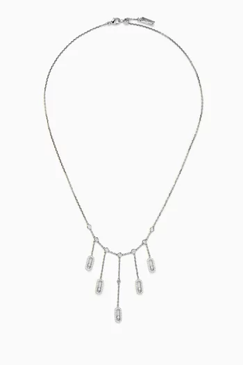 Move Uno Pavé Diamond Fringe Necklace in 18kt White Gold