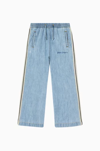Logo Graphic Track Pants in Denim