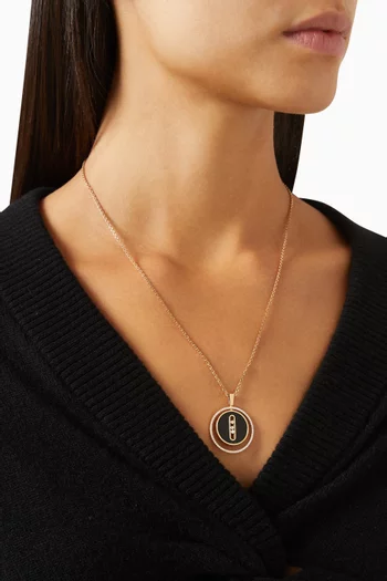 Lucky Move Diamond & Onyx Necklace in 18kt Rose Gold