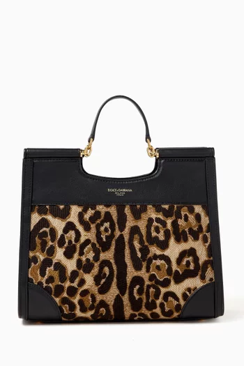 Small Sicily Leopard-embroidered Tote Bag