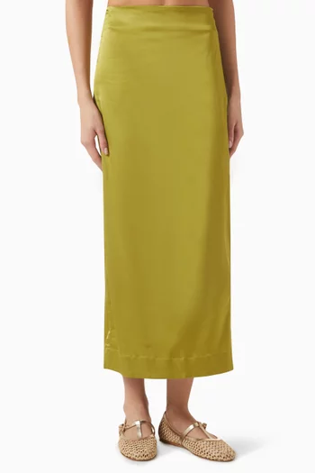 Lud Wrap Skirt in Satin
