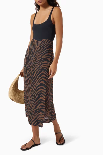Lud Tiger Wrap Skirt in Viscose