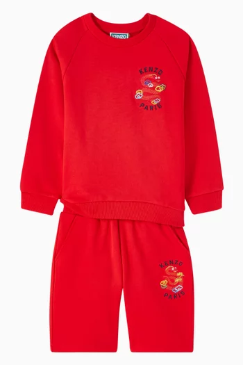 Snake Logo-embroidered Track Shorts in Cotton-fleece