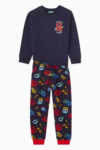 Snake Logo-embroidered Sweatshirt in Cotton-fleece