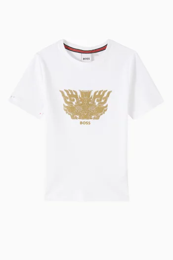 تي شيرت جيرسيه بقصة ضيقة وطبعة