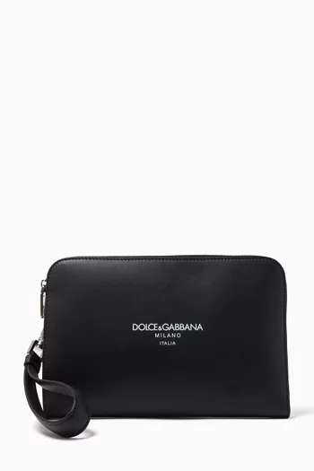 Logo-print Pouch in Leather