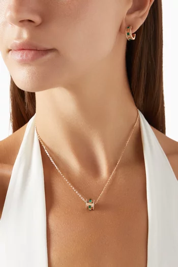 Life Green Agate & Diamond Mini Hoop Earrings in 18kt Rose Gold