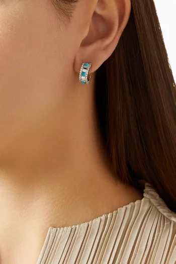 LIFE Diamond Mini Hoop Earrings in 18kt White Gold