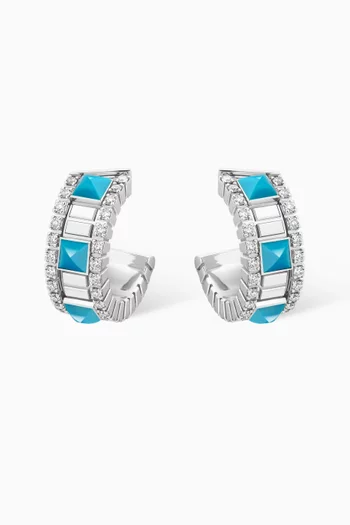 LIFE Diamond Mini Hoop Earrings in 18kt White Gold