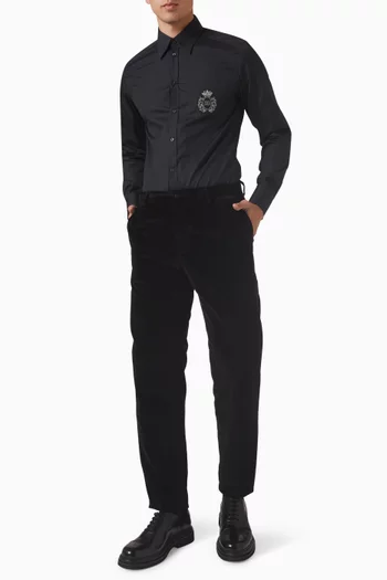 Heraldic Patch Shirt in Cotton-poplin