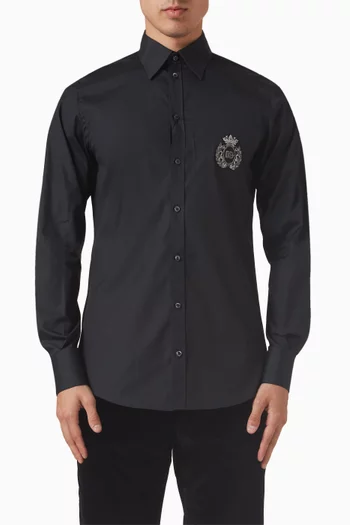 Heraldic Patch Shirt in Cotton-poplin