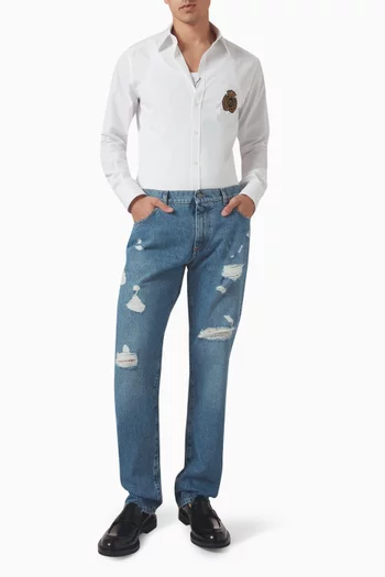 Heraldic Patch Shirt in Cotton-poplin
