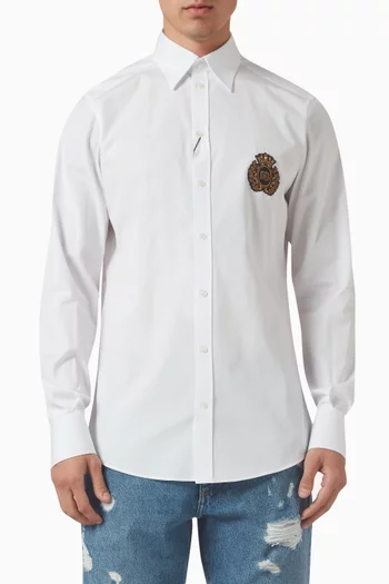 Heraldic Patch Shirt in Cotton-poplin