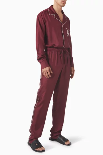 Logo Embroidered Pyjama Pants in Silk