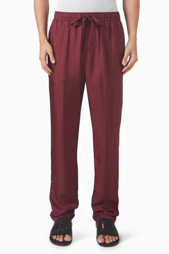 Logo Embroidered Pyjama Pants in Silk