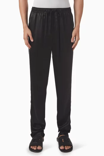 Logo Embroidered Pyjama Pants in Silk