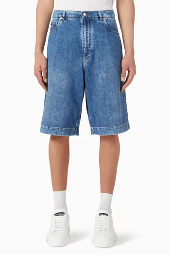 Logo Embroidered Shorts in Denim