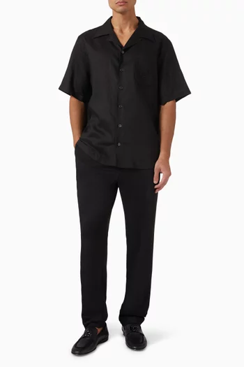 Logo Embroidered Shirt in Linen