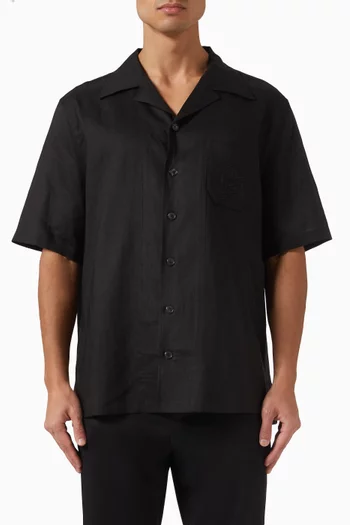 Logo Embroidered Shirt in Linen