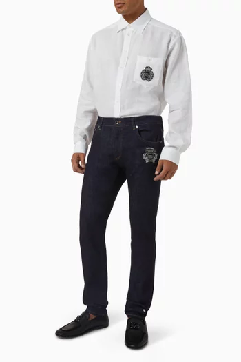 Heraldic-patch Shirt in Linen