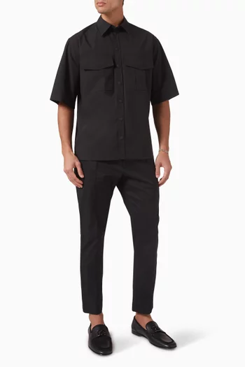 Logo Tag Shirt in Cotton Poplin