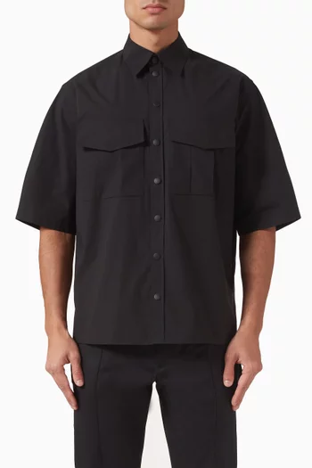 Logo Tag Shirt in Cotton Poplin