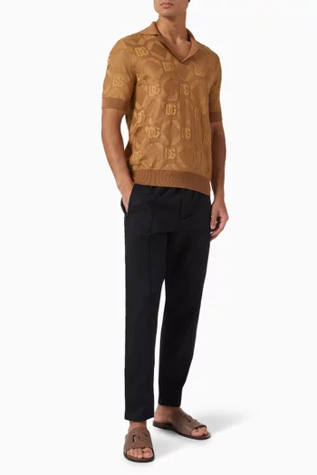 Logo Plaque Pants in Stretch Cotton