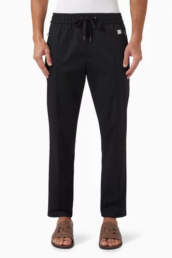 Logo Plaque Pants in Stretch Cotton