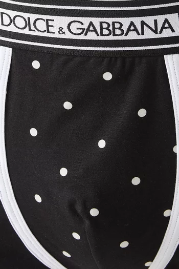 Polka Dot-print Boxer Briefs in Stretch Cotton