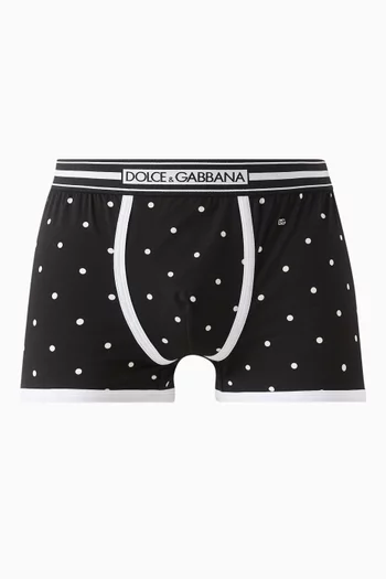Polka Dot-print Boxer Briefs in Stretch Cotton