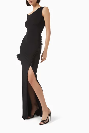 One-sleeve Maxi Dress in Viscose Blend