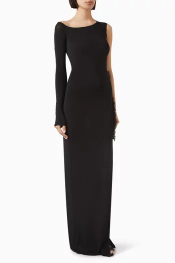 One-sleeve Maxi Dress in Viscose Blend
