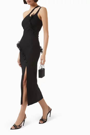 Nadia One-shoulder Midi Dress in Viscose Blend