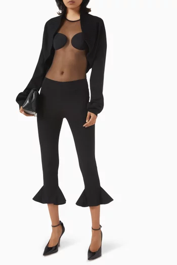 Knitted Open Crop Cardigan in Virgin Wool