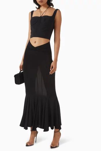 Yasmin V-waist Midi Skirt in Viscose Blend