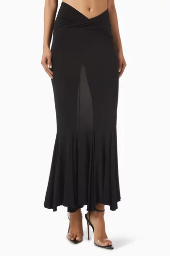 Yasmin V-waist Midi Skirt in Viscose Blend