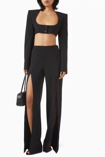 Luna Tailored Slit Pants in Virgin Wool Blend