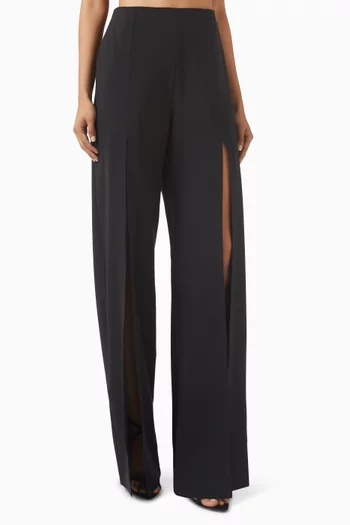 Luna Tailored Slit Pants in Virgin Wool Blend