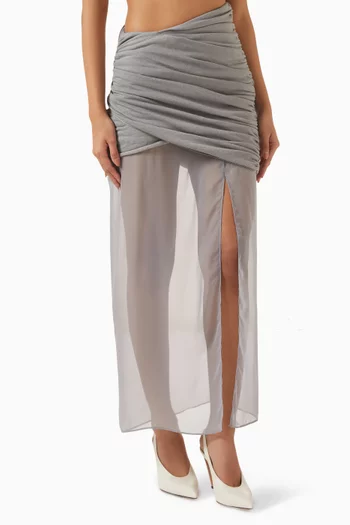 Sheer-hem Draped Skirt in Cotton-jersey