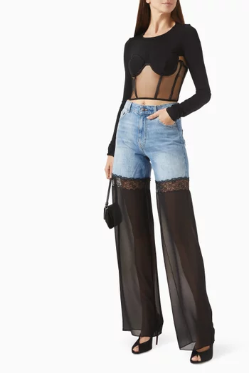 بنطال جينز ريبيكا بتفاصيل مغايرة دينم