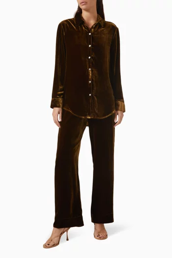 London Pyjama Top in Velvet