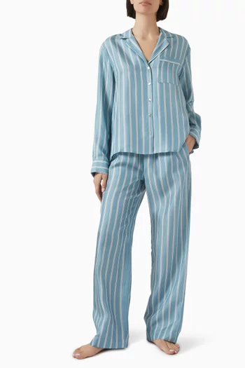 Cabra Striped Pyjama Shirt in Silk-twill