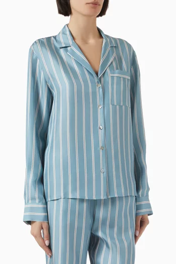 Cabra Striped Pyjama Shirt in Silk-twill